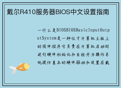 戴尔R410服务器BIOS中文设置指南